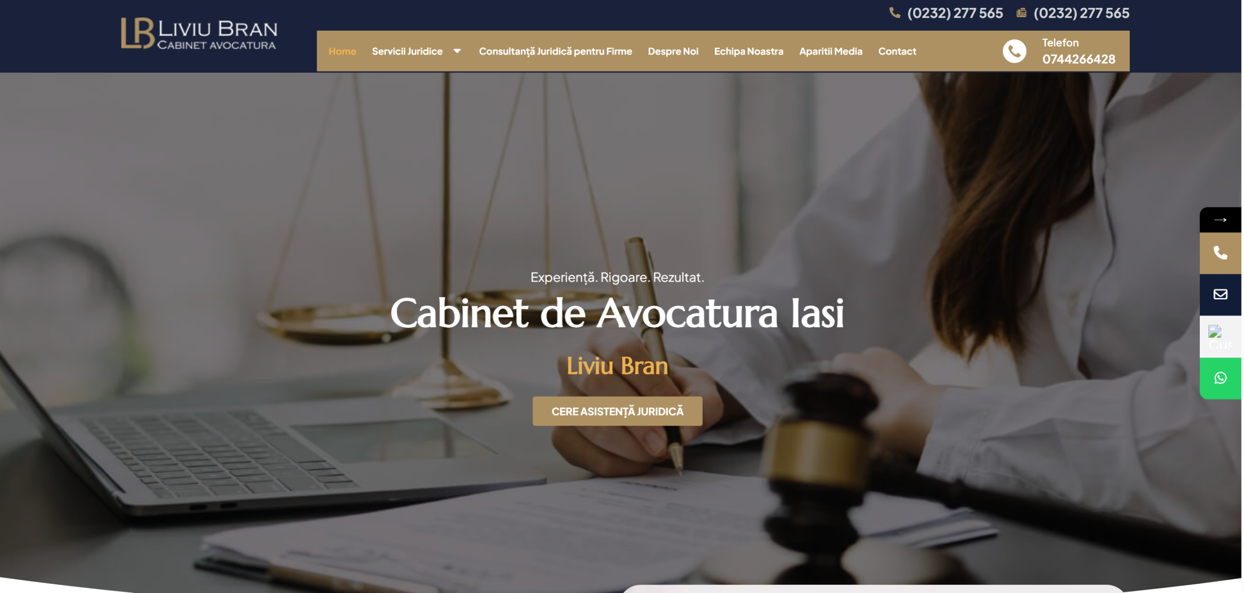 Homepage liviubran.ro - Cabinet de Avocatura Liviu Bran Iasi - versiune desktop